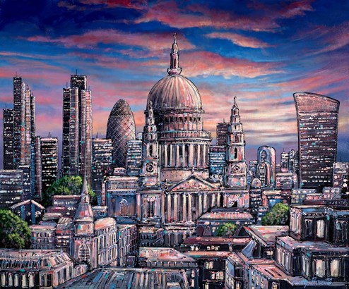 London Skyline II by Phillip Bissell - Original Painting on Box Canvas